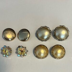 Elegant Silver and Gold Button Earrings Set